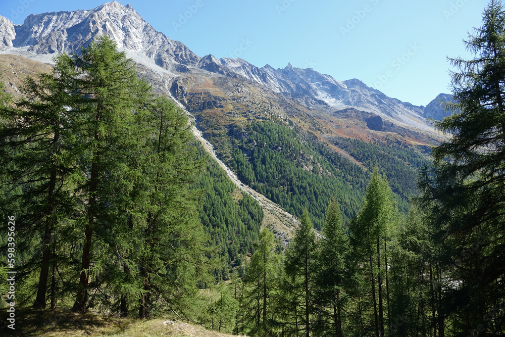 View of the Alps in Italian Aosta Valley