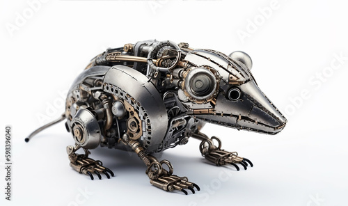 Intricate mechanical rat sculpture  blending art and engineering in miniature form.