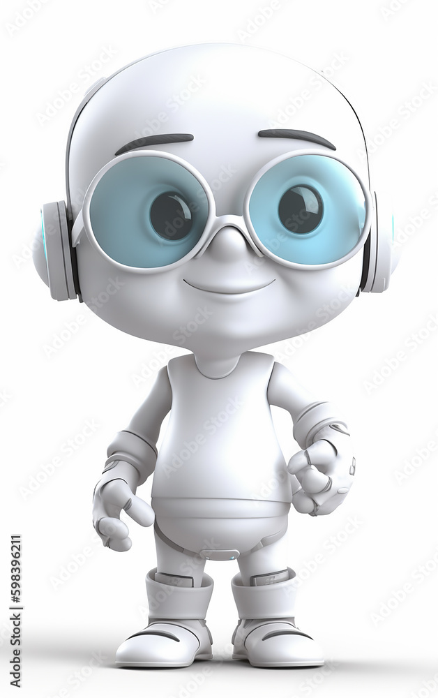A robot with glasses and a smile. Generative AI A robot with glasses and a smile. Generative AI