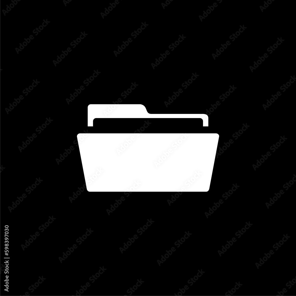 File folder sign, open data directory pictogram isolated on black background