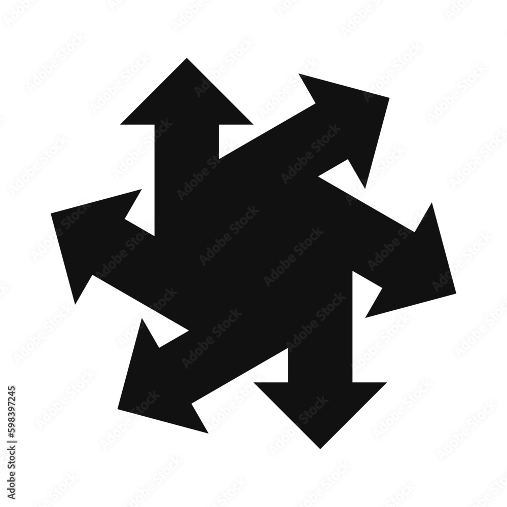 Radial Angled Arrows Silhouette Shape Icon Radial Angled Arrows Silhouette Shape Icon