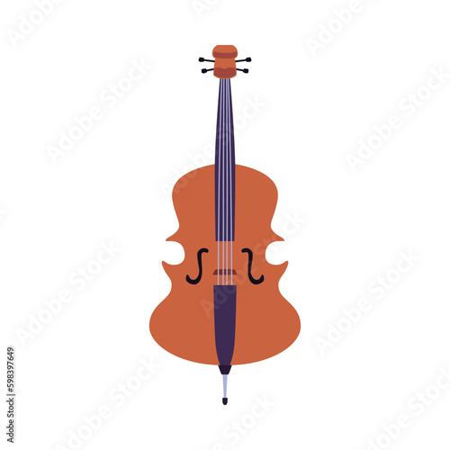 Cello or violoncello musical instrument icon flat vector illustration isolated.