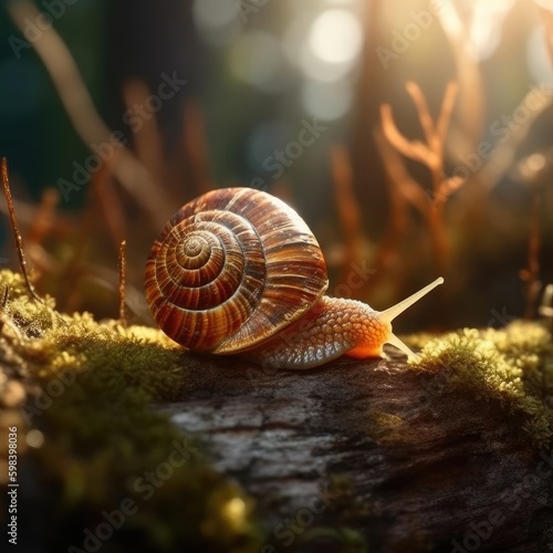 Snail in natural habitat (generative AI) © HandmadePictures