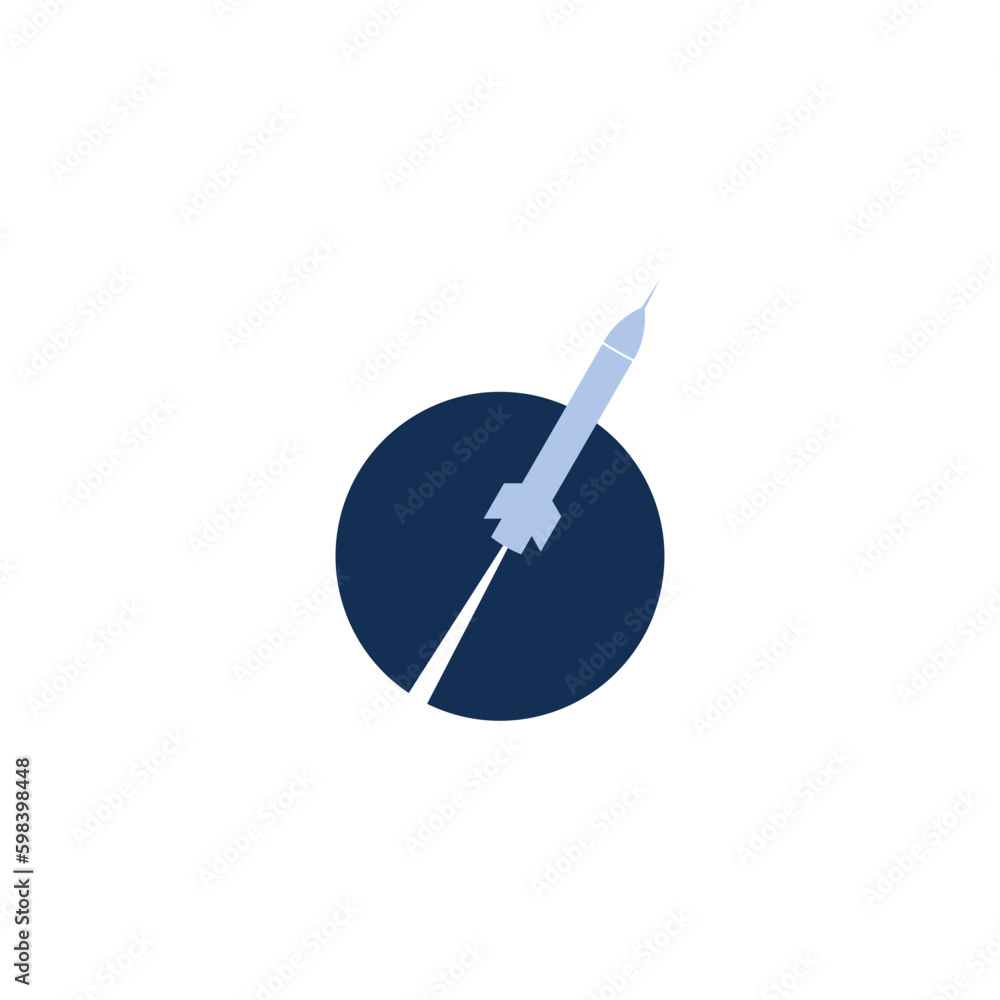 Rocket in circle icon concept logo design isolated on white background Rocket in circle icon concept logo design isolated on white background