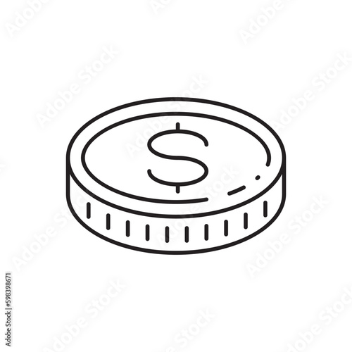 Coin vector icon. Casino coins sign. Casino chips icon. Money flat sign design. Illustration of coin line icon. Linear flat cent coin symbol pictogram. UX UI icon