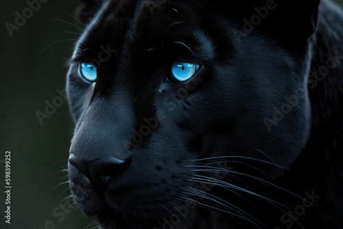 black panther with blue eyes - made with generative ai
