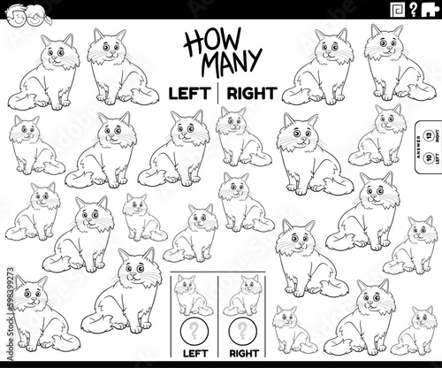 Fototapeta Naklejka Na Ścianę i Meble -  count pictures of cartoon fluffy cat coloring page