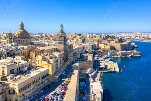 Panoramic aerial view of Valletta, Sliema, Birgu in Malta island. photo