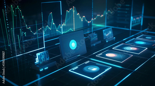Digital graph and charts , financial data 
