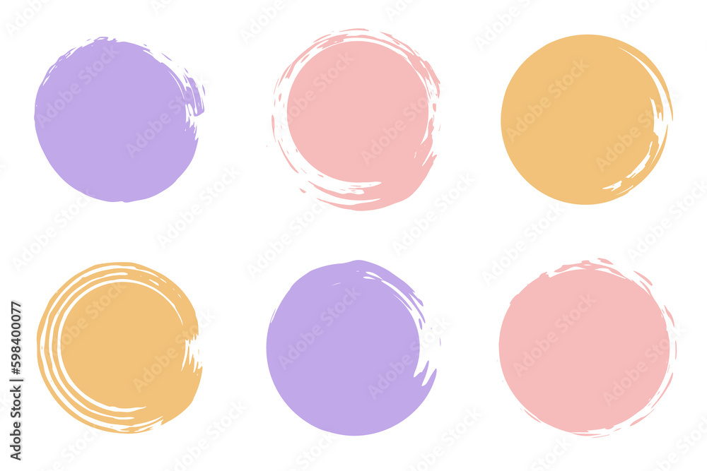 Set of circle brush strokes, hand drawn paint frame for design logo, banner, card. Vector illustration Set of circle brush strokes, hand drawn paint frame for design logo, banner, card. Vector illustration