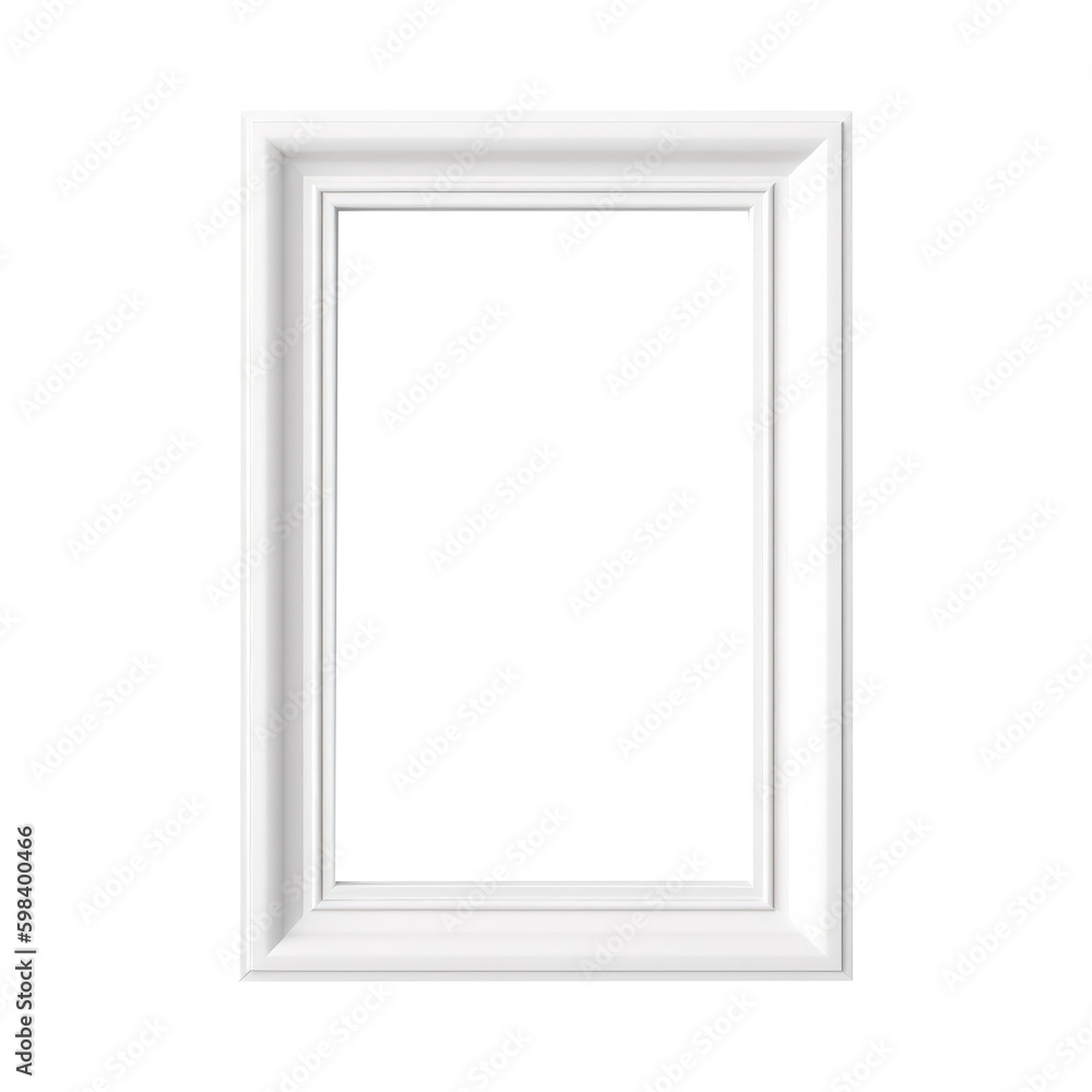 White minimalist photo frame on transparent background. PNG, ai White minimalist photo frame on transparent background. PNG, ai
