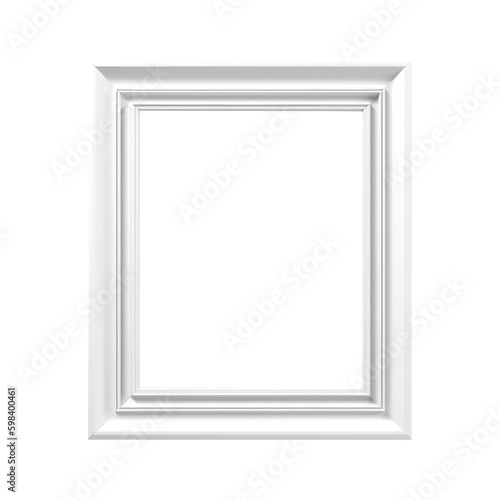 White minimalist photo frame on transparent background. PNG  ai