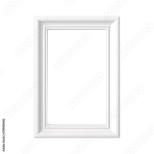 White minimalist photo frame on transparent background. PNG  ai