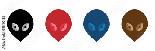 Colorful alien head vector icons set