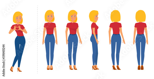 Vector woman character design template ready for animation and motion design