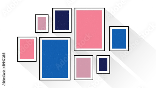 Wall vintage retro photo frames in different sizes collection