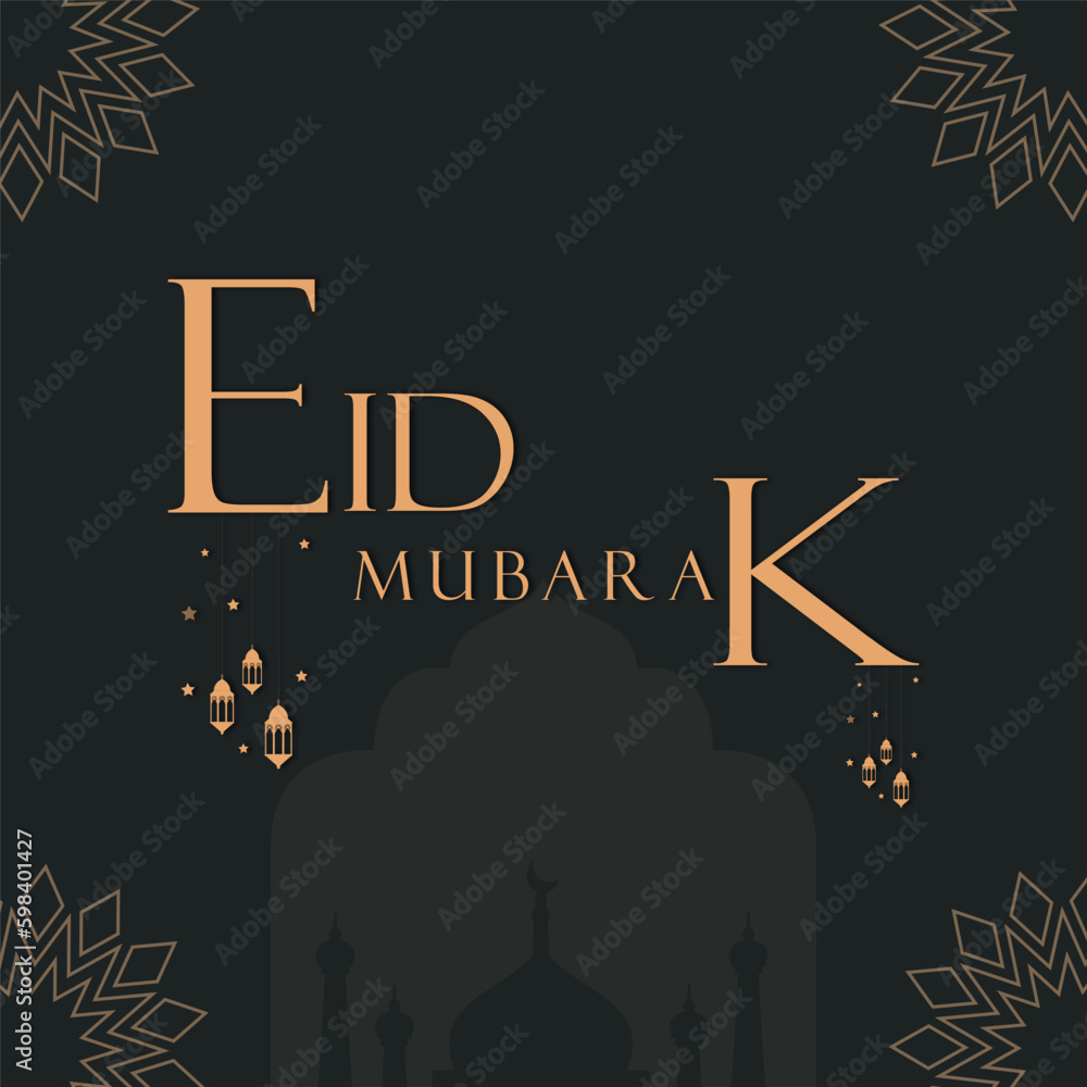 Fototapeta premium Eid mubarak arabic background Islamic card Vector illustration fully editable