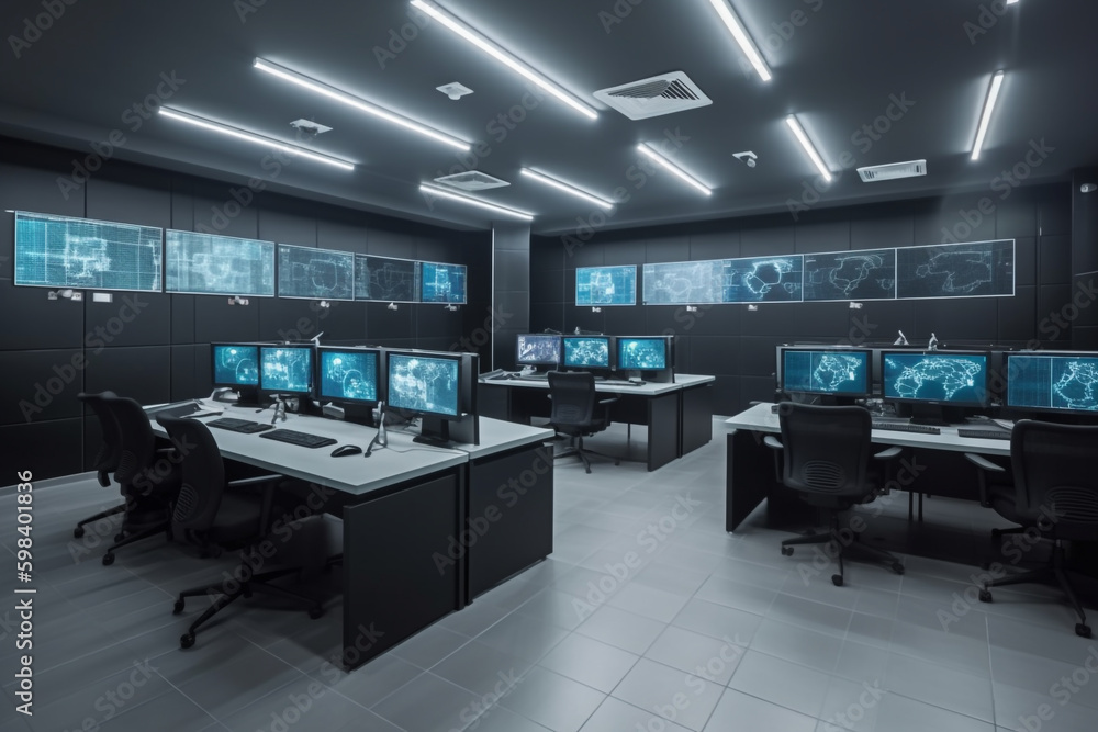 Interior design of modern office space, working office, contemporary workspace, Generative AI Interior design of modern office space, working office, contemporary workspace, Generative AI