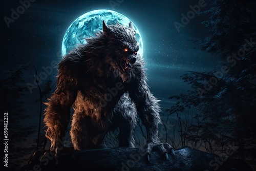 Scary werewolf at night, monster © Kateryna