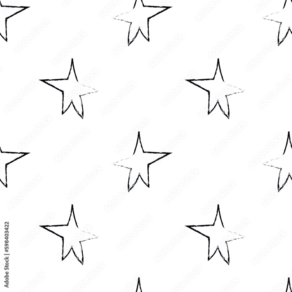Doodle cosmic seamless pattern in childish style. Hand drawn abstract space stars. Black and white. Doodle cosmic seamless pattern in childish style. Hand drawn abstract space stars. Black and white.