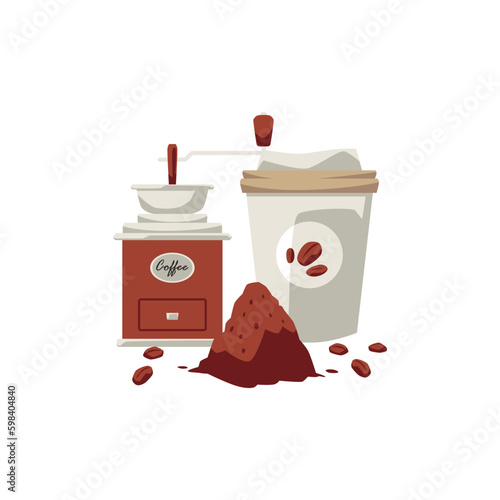 Coffee making equipment, flat vector illustration isolated on white background.