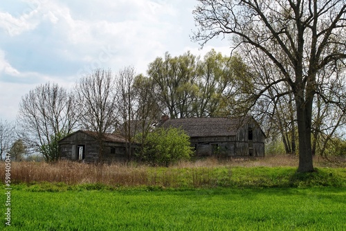 An abandoned wooden Mennonite country house near Plock, Poland
