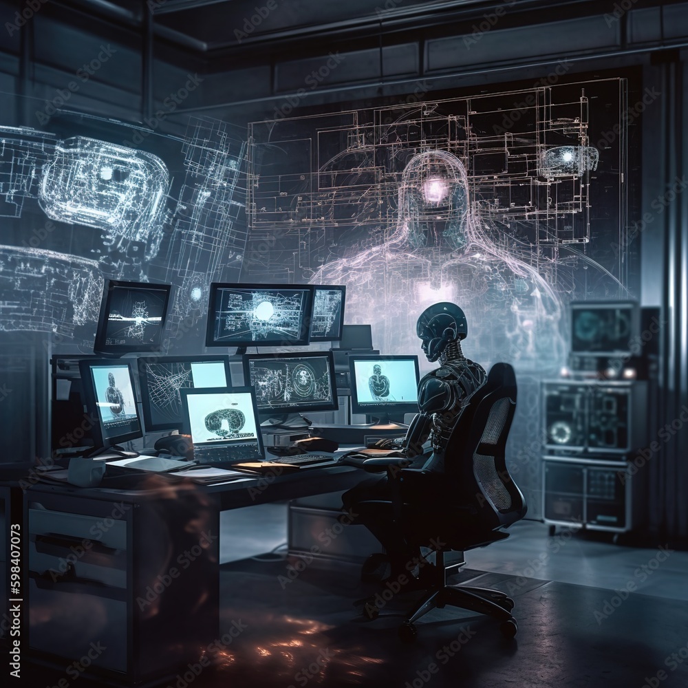 AI in action analyzing and processing massive amounts of data created with AI generative technology AI in action analyzing and processing massive amounts of data created with AI generative technology