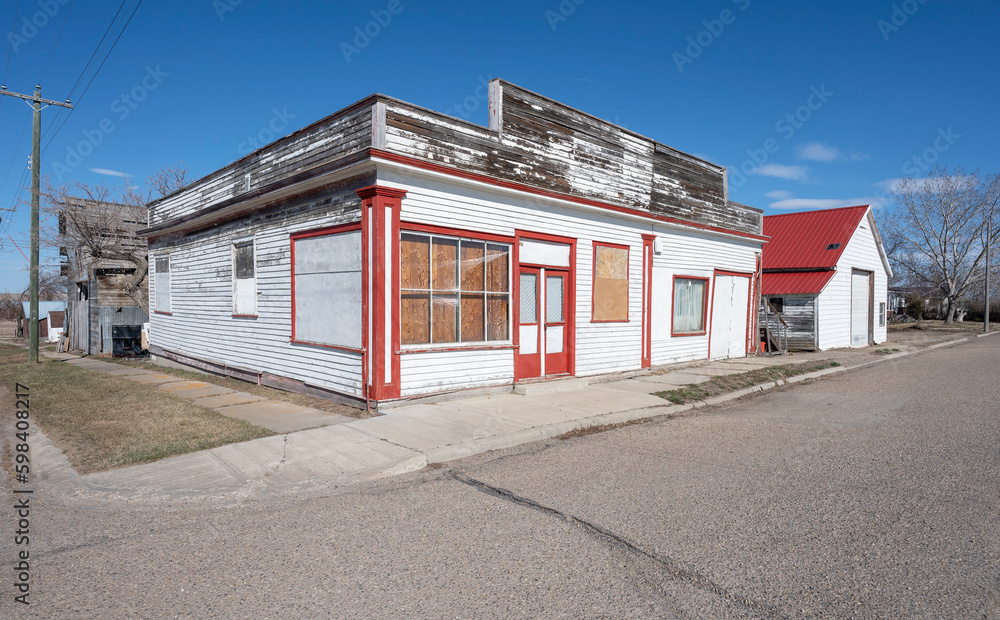 Abandoned Store in the Village of Hussar, Alberta, Canada
