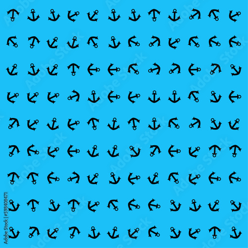 pattern of silhouettes of anchors on a blue background