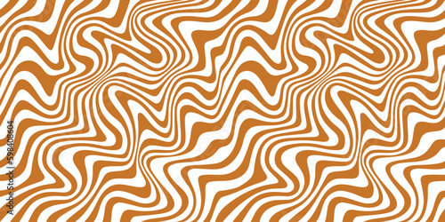 Seamless Pattern with Wavy Salted Caramel. Vector Swirl Background with Flowing Liquid Caramel and Milk. Dessert Illustration for Packaging and Advertising