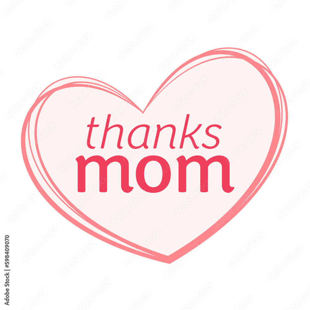 Thanks Mom, Mother's Day Heart for Social Media, Mother's Day Event, Mother's Day Card, Poster, Website Banner, Celebration, Facebook Image, Instagram Image