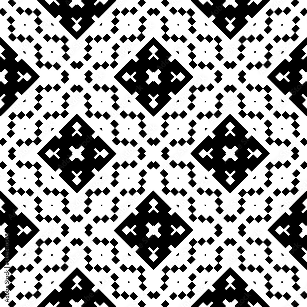 Fototapeta premium Seamless repeating pattern. Black and white pattern for web page, textures, card, poster, fabric, textile.