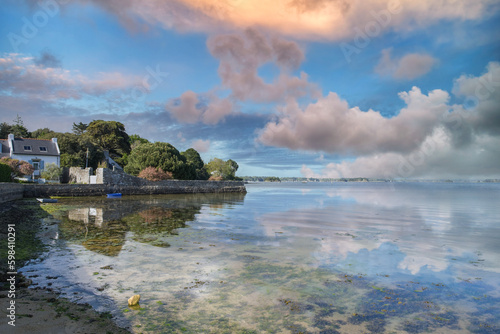 Brittany  Ile aux Moines island in the Morbihan gulf  the Port-Miquel beach in summer 