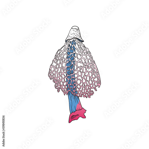 Fantastic magic mushroom or hallucinogenic toadstool fungus vector isolated.