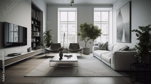 Modern luxury home interor  minimalistic design. AI generated