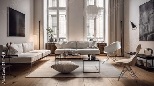 Modern luxury home interor, minimalistic design. AI generated