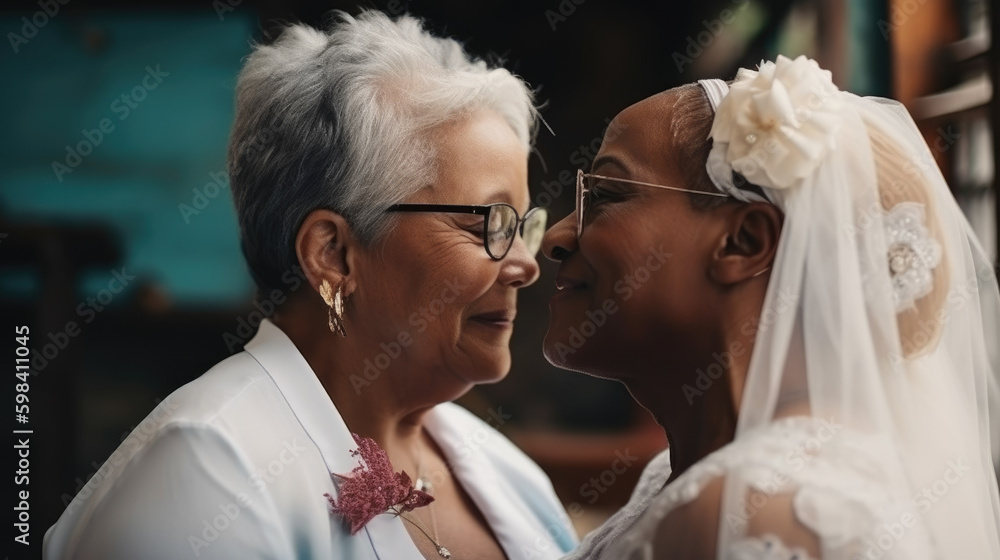 Old Women Lesbian Couple Marrage Black And Caucasian Female Bride In Old Women Lesbian Couple Marrage Black And Caucasian Female Bride In