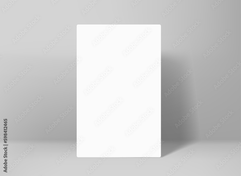 White vertical business card template. 3d vector mockup for branding