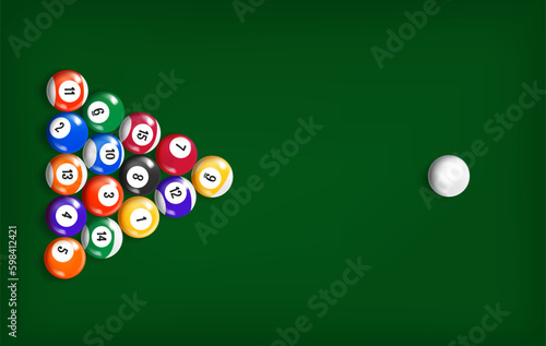 Billiard color balls arrangement. 3d vector illustration