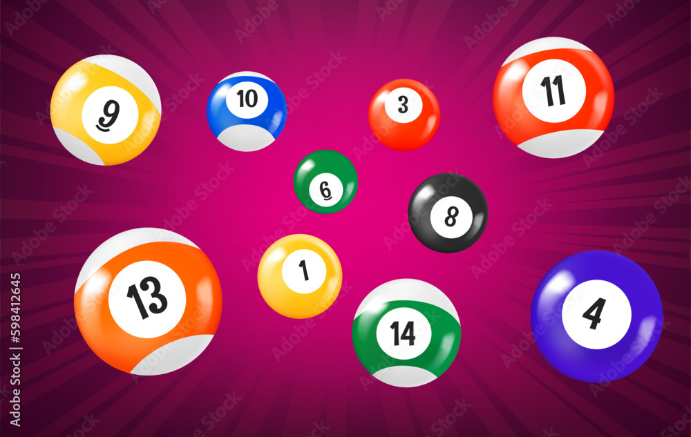 Flying billiard balls. 3d vector illustration Flying billiard balls. 3d vector illustration