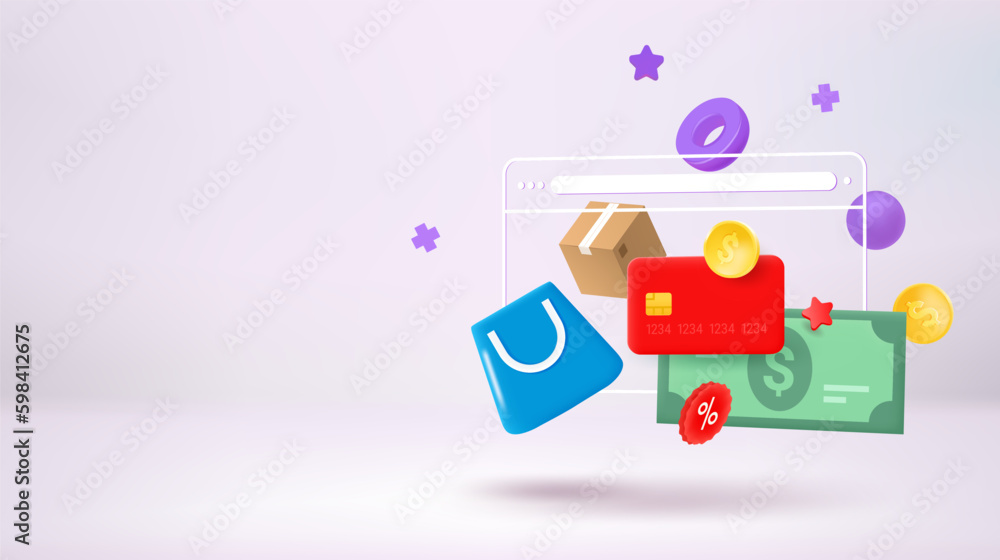 Internet delivery concept. Vector 3d banner with copy space Internet delivery concept. Vector 3d banner with copy space