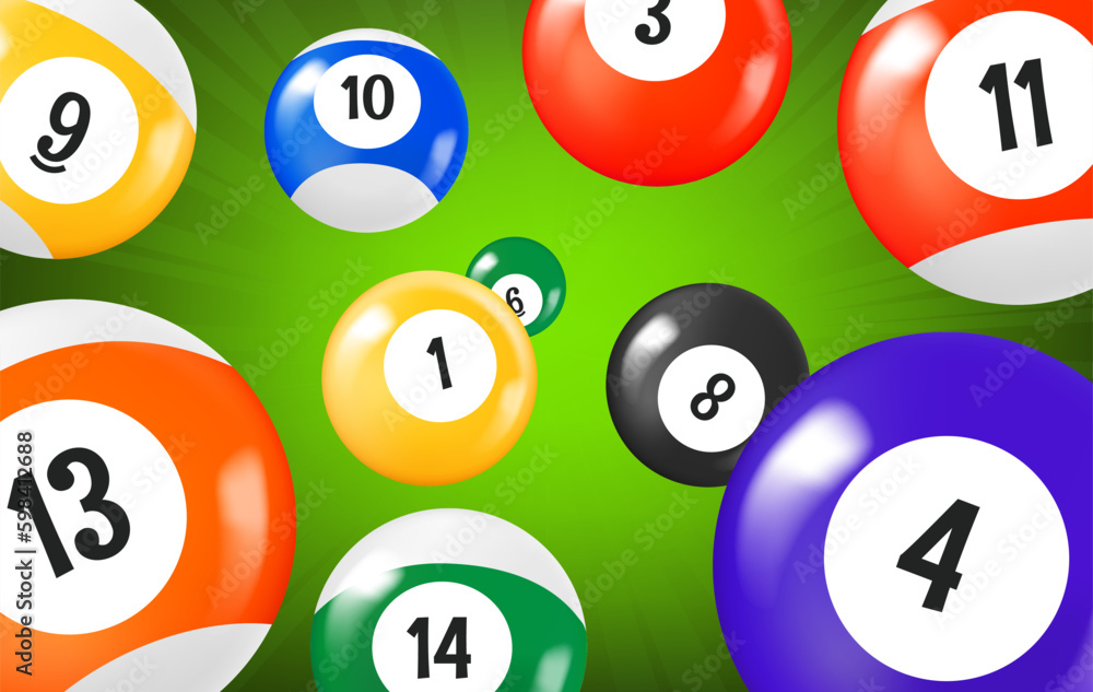 Flying billiard balls. 3d vector illustration
Flying billiard balls. 3d vector illustration