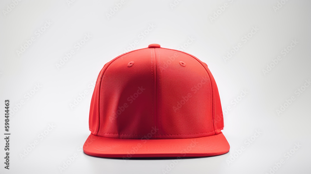 Fototapeta premium Red snapback on a grey background. Mock up design.