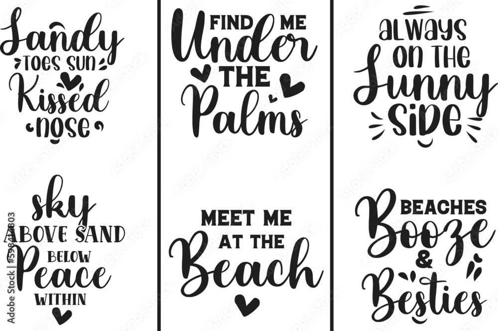 Summer Beach Quotes SVG T-Shirt Design Bundle Summer Beach Quotes SVG T-Shirt Design Bundle
