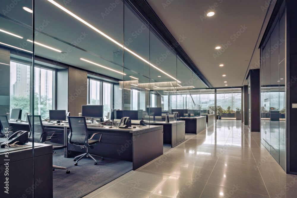 modern bank office interior, Generative AI
