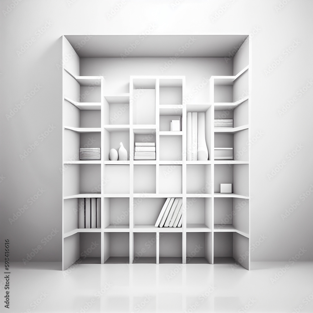 Soft focus shelves and Key cabinet locks. White wooden shelves bookcase. Abstract blurred empty college library interior space. Generative AI, illustration Soft focus shelves and Key cabinet locks. White wooden shelves bookcase. Abstract blurred empty college library interior space. Generative AI, illustration