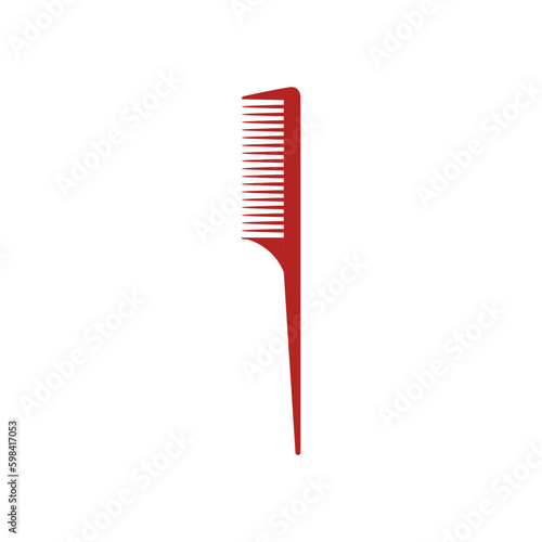 Comb with long handle for hairdresser flat vector illustration isolated.