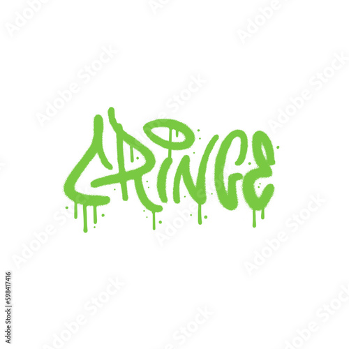 Cringe - 90s style graffiti lettering text. y2k street art typography. Vector illustration. Inscription for t shirts, posters, cards.