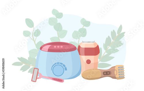 Tools for hair removal flat style, vector illustration