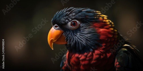 Close up Dusky lories with red and black feather. Generative AI